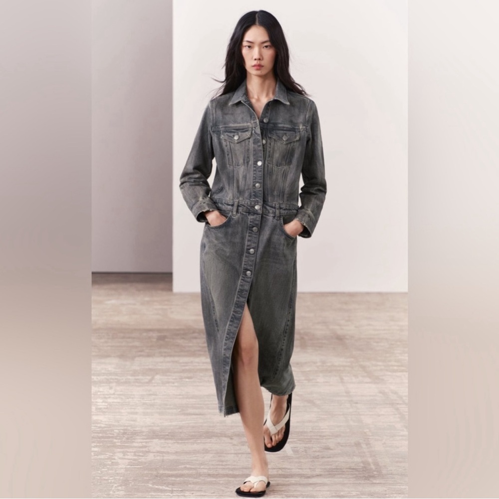 Zara Gray Denim Dress NWT